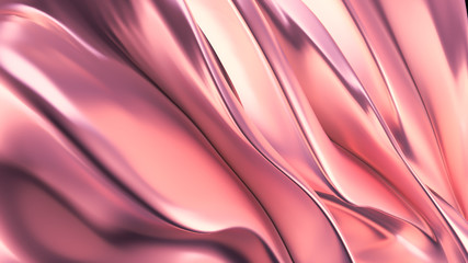 Luxurious pink background with satin drapery. 3d illustration, 3d rendering.