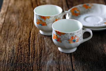 empty cup and dish on table