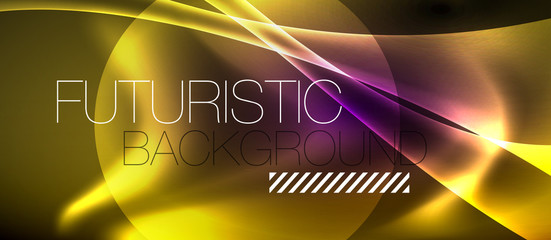 Glossy glowing neon light wave background