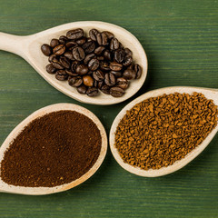 Dried Coffee Roasted Beans Granuals anf Filter Coffee