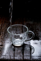 water splash in glass cup