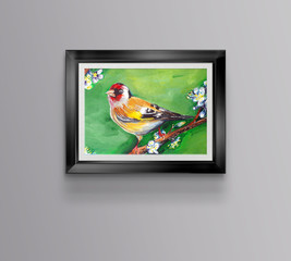 Goldfinch water color drawing art illustration