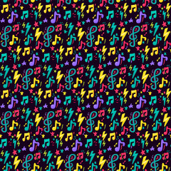 Colorful Design Musical Note Flat Seamless Pattern
