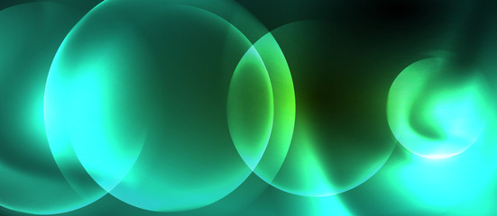 Neon glowing circles vector abstract background