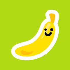 Smiling banana cartoon kawaii character