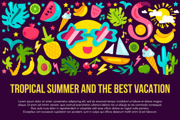 Summer vacation flat banner template
