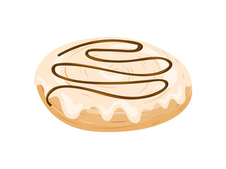 Round bun with icing. Vector illustration on white background.