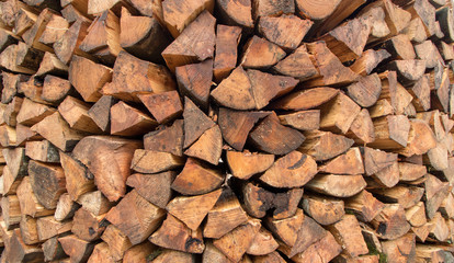 round wood pile close up