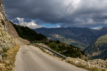 Rural road in the mountains (region Tzoumerka, Greece, mountains Pindos).