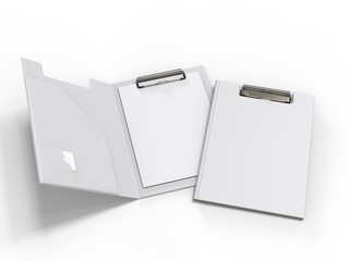Blank Clip Folder Clipboard for Branding and Mock up. 3d render illustration.
