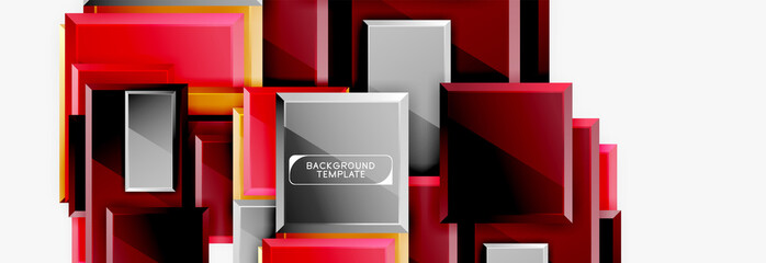 Geometrical design squares abstract banner, glossy shiny effects