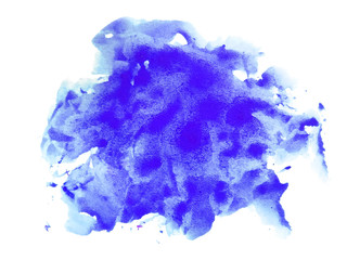 Abstract watercolor on white background. Blue watercolor scribble texture. Blue abstract watercolor background. It is a hand drawn.