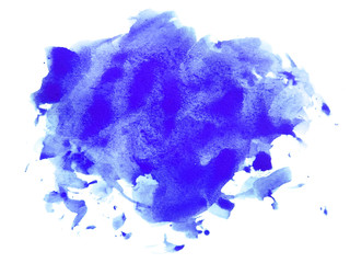 Abstract watercolor on white background. Blue watercolor scribble texture. Blue abstract watercolor background. It is a hand drawn.