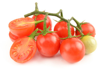juicy tomatoes on white background