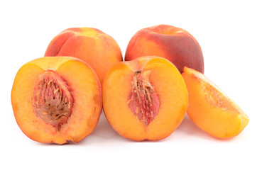 Peaches on a white background