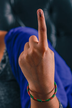 Indian Voter hand with voting sign after casting vote in election