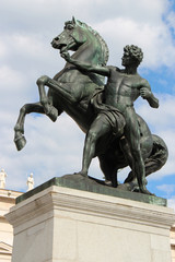 statue of a man with an horse in Vienna (Austria)