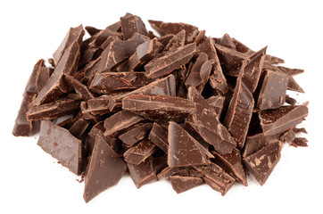 Dark chocolate on a white background