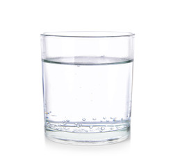 Glass of fresh water on white background