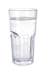 Glass of fresh water on white background