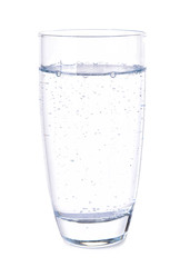 Glass of fresh water on white background
