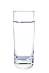 Glass of fresh water on white background