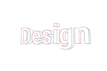 Design - 3D Text - Words with colored lines tilde and orange on white