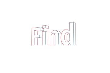 Find - 3D Text - Words with colored lines tilde and orange on white