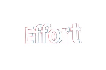 Effort - 3D Text - Words with colored lines tilde and orange on white