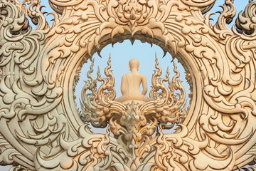 Beautiful white temple, Wat Rong Khun, Chiang Rai, Thailand