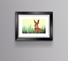  wild Cyprus rabbit watercolor illustration