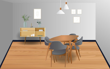 wooden table and chairs in the dining room