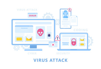 Fototapeta na wymiar Virus attack on the digital device. Personal data