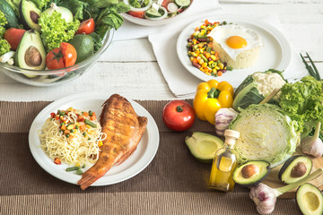 Organic healthy food on the dining table