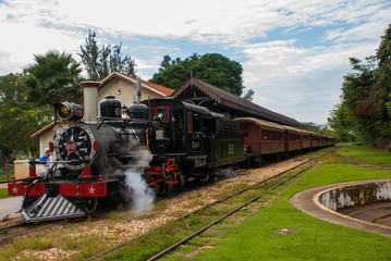TIRADENTES ,BRAZIL: Retro train Old May Smoke in Tiradentes ,a touristic Colonial Unesco World...