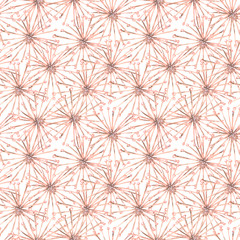 Seamless gouache spiderweb pattern from beige surreal flowers white