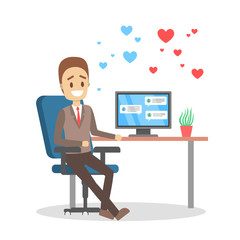 Virtual relationship and love dialog. Communication between people