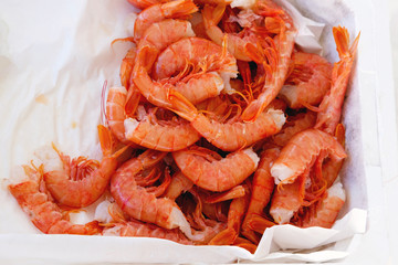 Fresh raw prawns