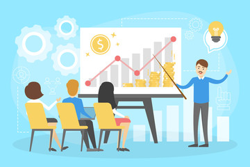 Man making business presentation in front of group