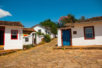 Tiradentes, Brazil: Traditional Historic Town in Minas Gerais State. Beautiful old houses on the...