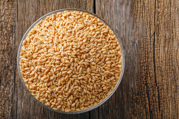 indian wheat grain ,  Wheat grain in bowl
