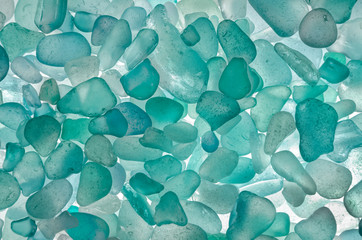 blue sea glass in the background