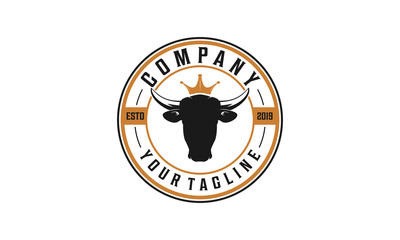 Cow head badge logo