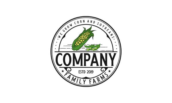 Corn and soybeans vintage logo design