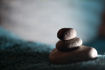 Stones on towel background at spa