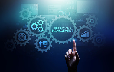 Operation management Business process control optimisation industrial technology concept.