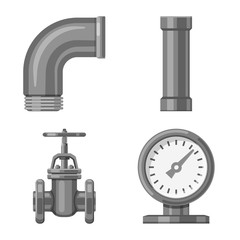 Isolated object of pipe and tube icon. Collection of pipe and pipeline stock vector illustration.