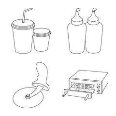 Vector design of pizza and food sign. Collection of pizza and italy stock vector illustration.