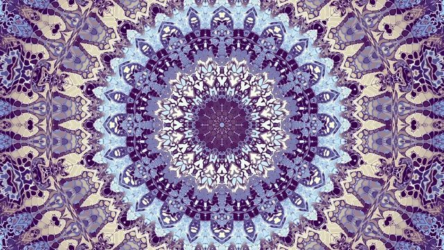 Transforming ornamental vintage mosaic art circle in Art Nouvoe style. Seamless loop footage.
