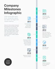 Foto op Plexiglas Business infographic for company milestones timeline template with line icons. Easy to use for your website or presentation. © tomasknopp